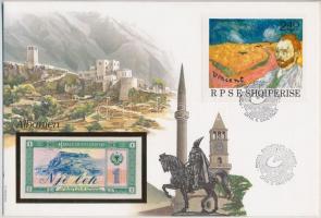 Albánia 1976. 1L felbélyegzett borítékban, bélyegzéssel T:I Albania 1976. 1 Lek in envelope with stamp and cancellation C:UNC