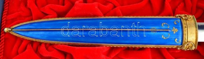 1985 A Belügyminisztérium által adományozott aranytőr, aranyozott, zománcozott, türkiz és gyöngybera...