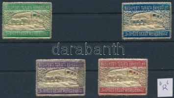 1923 Budapesti Turista Egyesület Dr.Győző Dezső Menedékház 4 db klf levélzáró, arany dombornyomás "R"(Balázs 510.07)