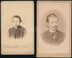 cca 1862 és 1880, Arad és Bécs, Madarász Lajosról készült, 2 db feliratozott, keményhátú vintage fotó,10x6 cm és 10,5x6,5 cm