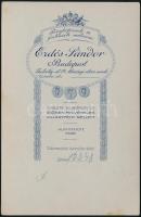 cca 1914 Budapest, Erdős Sándor fényképész műtermében készült, keményhátú vintage fotó, 16,3x10,5 cm