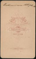 1881 Budapest, Kozmata Ferencz (1864-1902) császári és királyi udvari fényképész műtermében készült,...