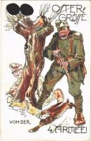 1918 A 4. hadsereg húsvéti üdvözlete / Ostergrüsse von der 4. Armee! / WWI K.u.k. Easter greeting art postcard s: Emil Weiss