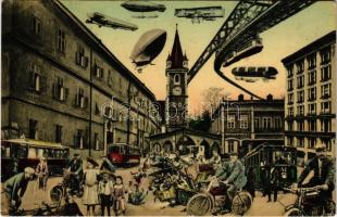 1913 Szászváros, Broos, Orastie; a jövőben montázslap. Weisz D. kiadása / Bros in der Zukunft / in the future montage (EK)
