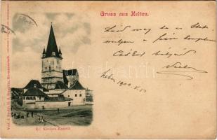 1900 Nagydisznód, Heltau, Cisnadie; Ev. Kirchen-Kastell. Verlag d. Buchh. G. A. Seraphin. Lichtdruck v. Jos. Drotleff / Evangélikus erődtemplom / Lutheran fortified church (EK)
