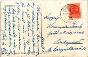 1943 Marosfő, Izvoru Muresului; kilátás a Balánbányai-havasokra / Muntii Balan / mountains, road + &...