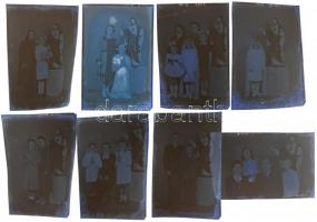 cca 1950 Speciális negatívok, amelyek fekete háttér előtt pozitív képként látszanak, Mosonyi Antalné (?-?), (Marika fotó) kiskunfélegyházi műtermében készült 13 db vintage síkfilm NEGATÍV, 9x12 cm és 12x16 cm között
