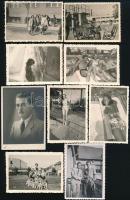 1942 Kassa, Lányi Ottó hagyatékából 9 db feliratozott, vintage fotó, köztük a fotós arcképe is, 9,5x6,7 cm és 8,5x6,1 cm között