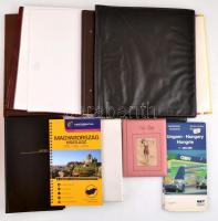 Vegyes kellék és térkép tétel: borítók, berakók, mappák, fotó és kártya berakók