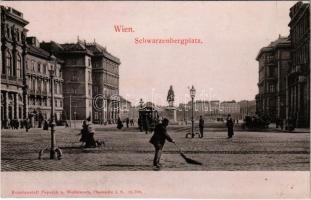 Wien, Vienna, Bécs; Schwarzenbergplatz / square, tram, street-sweeper