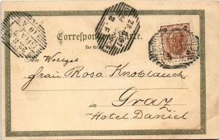 1897 (Vorläufer) Mürzzuschlag, Scheffel Denkmal, Steinbauer / statue, hotel. locomotive. M. Riegler ...