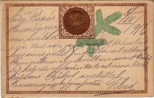 1916 Tábori Postai Levelezőlap Ferenc József arcképével / WWI Austro-Hungarian K.u.K. military field postcard, Franz Joseph I of Austria Emb. (fl)