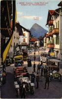 Cortina dAmpezzo (Südtirol), Hotel Post, Hotel Garni Central, American Bar und Abfahrt der Dolomitenautos, Col Rosa, Benzin / hotels and departure of the automobiles, shops