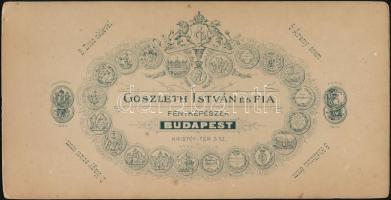 cca 1901 Budapest, Goszleth István (1850-1913) és Fia budapesti fényképészek műtermében készült, kem...