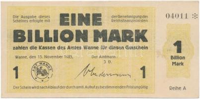 Német Birodalom / Weimari Köztársaság / Wanne 1923. 1.000.000.000M T:III  German Empire / Weimar Republic / Wanne 1923. 1.000.000.000 Mark C:F