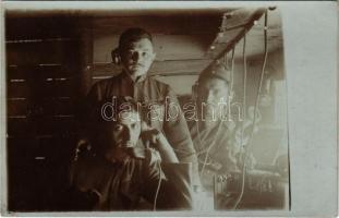 1917 Románia, osztrák-magyar katonai távírászok / K.u.K. military, Austro-Hungarian telegrapher soldiers. photo + K.u.K. Feldpostamt 397 + M. Kir. 300-ik Honvéd Gyalogezred Élelmező