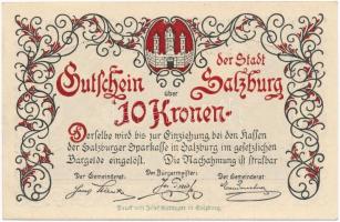 Ausztria / Salzburg ~1920. 10K papír szükségpénz T:I Austria / Salzburg ~1920. 10 Corona necessity note C:UNC