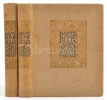 Dante Alighieri: A pokol. I. rész. Fordította: Babits Mihály. Bp., 1913, Révai. Kiadói aranyozott egészvászon kötésben, kopottas aranyozással, festett lapélekkel. + Dante Alighieri: A purgatórium. II. rész. Fordította: Babits Mihály. Bp., é.n., Révai. Kiadói aranyozott egészvászon kötésben, festett lapélekkel.