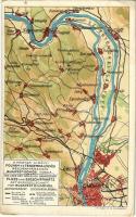 A Magyar Királyi Folyam- és Tengerhajózási Rt. Budapest-Dömösi vonala, térkép / Hungarian river and sea shipping map. Lith. Klösz Gy. és Fia (EK)