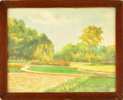 Hende Vince (1892-1957): Hévizi park. Akvarell, papír, jelzett, üvegezett keretben, 25×32 cm
