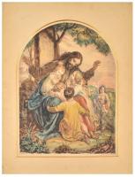 Prihoda István (1891-1956), C. Vogel pinx: Jézus gyerekekkel. Színezett rézkarc, papír, jelzett (Pri...