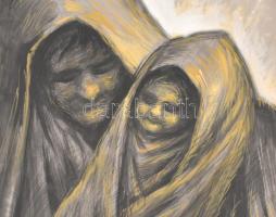 Pataky Ferenc (1897-?): Anya Gyermekével. Vegyes technika, papír, jelzett, lap széle sérült, 50x60 c...