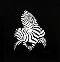 Victor Vasarely (1908-1997): Zebrák. Szitanyomat, papír, jelzett, számozott (37/50), lap alján kissé foltos, üvegezett fém keretben, 49,5x49,5 cm / Victor Vasarely (1908-1997): Zebras. Screenprint on paper, signed and numbered (37/50). Framed. 49,5x49,5 cm cm
