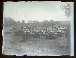 cca 1928 Automobilok versenye a budai hegyekben, 5 db vintage üveglemez NEGATÍV, 4,5x6 cm