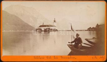 1880 Schloss Ort, Gmunden, Ausztria, keményhátú fotó Baldi&Würthle műterméből, 6×10,5 cm / Schloss Ort, Gmunden, Austria, vintage photo