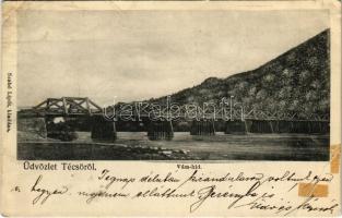 Técső, Tiacevo, Tiachiv, Tyachiv (Máramaros); Vám híd. Szabó Lipót kiadása / customs bridge (EB)