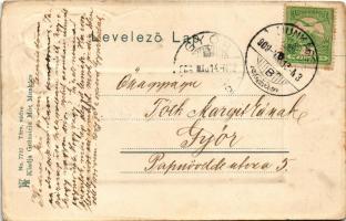 1909 Munkács, Mukacheve, Mukacevo; Római katolikus új templom. Szecessziós, dombornyomott litho. Grü...