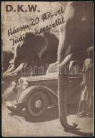 cca 1938 D. K. W. (Auto Union) magyar nyelvű képes reklámkiadványa, jó állapotban, 16p / DKW (Auto Union) Hungarian illustrated advertising brochure, in good condition, 16p
