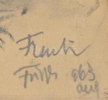 Frank Frigyes (1890-1976): Budai öreg ház, 1963. Szén, ceruza, papír, jelzett. Kasírozva. Üvegezett ...