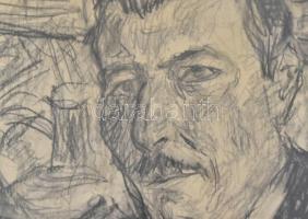 Frank Frigyes (1890-1976): Pereházy Károly művészettörténész portréja, 1971. Szén, ceruza, papír, je...