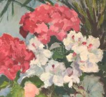 Agricola Lídia (1914-1994): Virágok. Olaj, vászon, jelzett, fa keretben, 51,5×38 cm / Lydia Agricola...