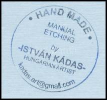 Kádas István (1941-): Bazilika Budapest. Rézkarc, papír, jelzett, paszpartuban, hátoldalán a művész ...