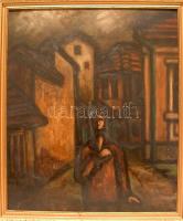 Ismeretlen jelzésű festmény, olaj, karton keretben 55x65 cm