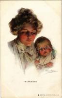 A little Devil. Lady with child art postcard. Reinthal & Newman No. 295. s: Philip Boileau
