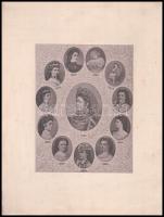1898 Wittelsbach Erzsébet "Sisi" (1837-1898) császár- és királyné különböző életkorában, fotómontázs kartonra ragasztva, szép állapotban, ritka, 19×14 cm