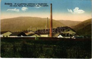 Szolyva, Svalava, Svaljava, Szvaljava, Svaliava; Új gyártelep háttérben a Kárpátokkal / new factory plant with the Carpathian mountain in the background