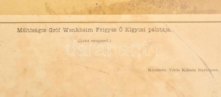 cca 1880 Gróf Wenckheim Frigyes ókígyósi palotája, kartonra kasírozott fotó, Vörös Kálmán műterméből...