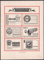 cca 1935 Magyar grafika 5 db reklám terv melléklet 23x32 cm