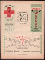 1923 A Magyar Grafika c. újság 7 db  reklám címke és menü terve