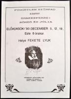 1990 Független Színpad Rómeó és Júlia előadása a Fekete Lyuk alternatív zenei klubban, plakát, 41×29 cm