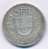Svájc 1933B 5Fr Ag T:2 patina Switzerland 1933B 5 Francs Ag C:XF patina  Krause KM#40