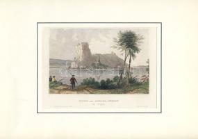 cca 1900 Dévény / Theben metszet paszpartuban 25x30 cm