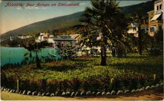 1914 Abbazia, Opatija; Neue Anlagen am Slatinastrand / beach, seashore, park (fl)