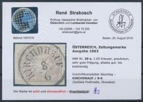 Newspaper stamp greyish brown "KIRCHDRAUF" Certificate: Strakosch Hírlapbélyeg szürkésbarn...