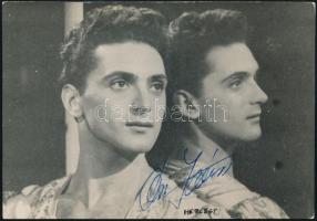 Ősi János (?-?) balettművész aláírása az őt ábrázoló fotón, hátulján felirattal