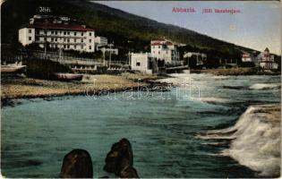 1914 Abbazia, Opatija; Icici Sanatorium, seashore, boat (EK)